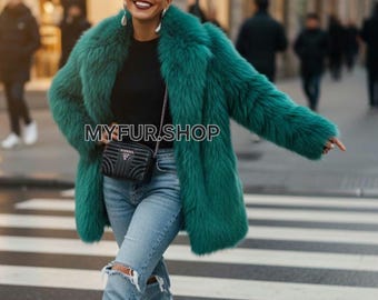 EMERALD GREEN FOX Fullpelts Coat!Order Any color!Brand New Real Natural Genuine Fur!