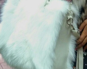 WHITE FOX HANDBAG!Brand New Real Natural Genuine Fur!