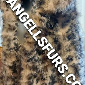 MEN&#39;S HOODED ANIMAL Print Fox Fur Coat!Brand New Real Natural Genuine Fur!