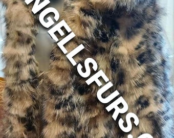 MEN'S HOODED ANIMAL Print Fox Fur Coat!Brand New Real Natural Genuine Fur!