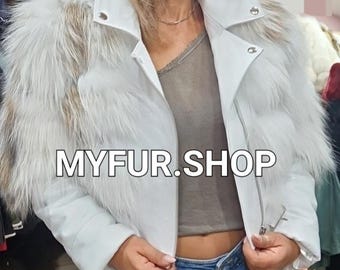 Fox Fur and Leather Perfecto Jacket!Brand New Real Natural Genuine Fur