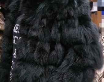 MEN'S Black Fox jacket! Brand New Real Natural Genuine Fur