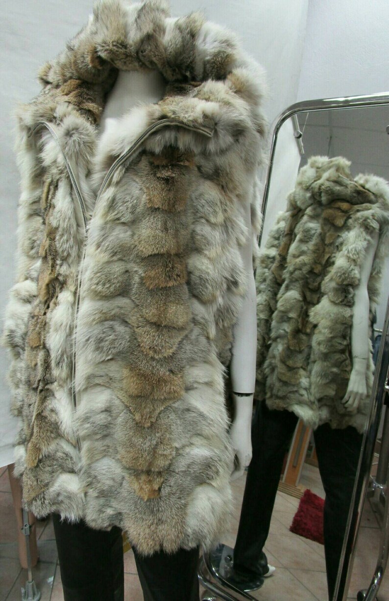 Men'snew Real Natural Long HOODED COYOTE Fur Vest - Etsy