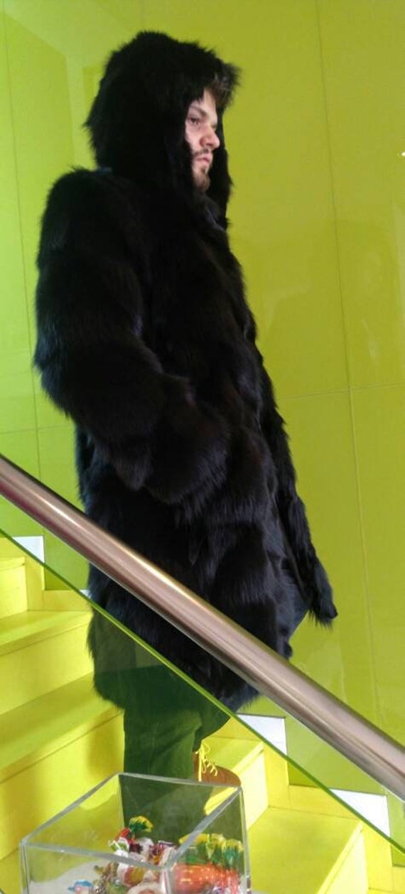 MEN S BLACK FOX Fur Coatbrand New Real Natural Genuine Fur Etsy Canada