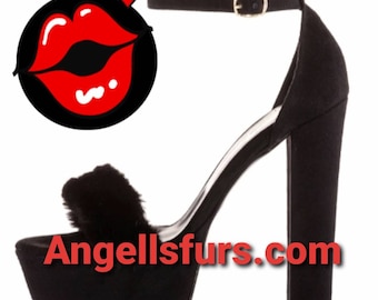 New Real BLACK MINK Fur High heels!Order in Any color!