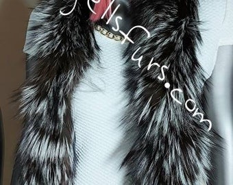 Double length SILVER FOX Boa style SCARF!Brand New Real Natural Genuine Fur!