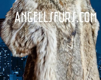 MEN'S COYOTE FURCOAT!Brand New Real Natural Genuine Fur Coat!