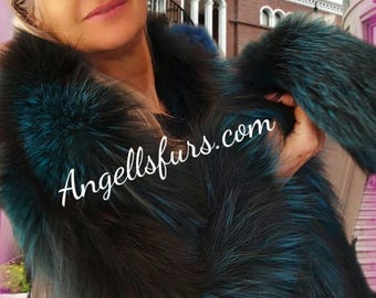 LONG Double sided Fox SCARF-Etol! Brand New Natural Real Genuine Fur! Unisex