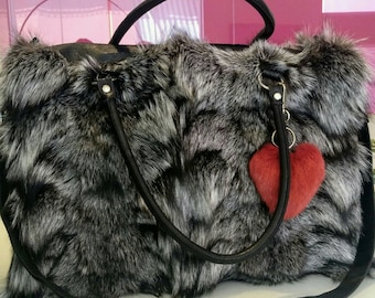 SILVER FOX FUR Bag!Brand New Real Natural Genuine Fur!