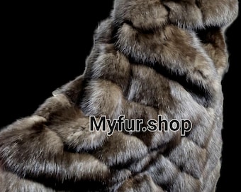 HOODED SABLE FUR Cape,One size!Brand New Real Natural Genuine Fur!