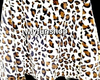 ANIMAL PRINT Rabbit fur jacket!Brand New Real Natural Genuine Fur!