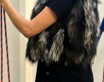 SILVER FOX FUR Bolero Vest! Brand New Real Natural Genuine Fur!