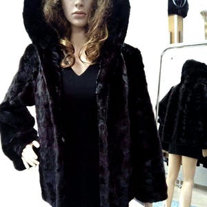 Hooded MINK parts Fur Jacket!Brand New Real Natural Genuine Fur
