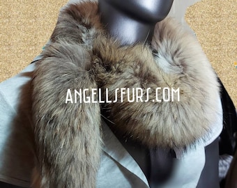 FINN RACCOON SCARF!Brand New Real Natural Genuine Fur!