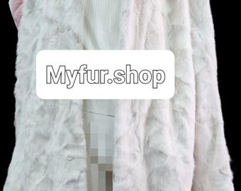 MENS HOODED White Mink Long Fur!Brand New Real Natural Genuine Fur!