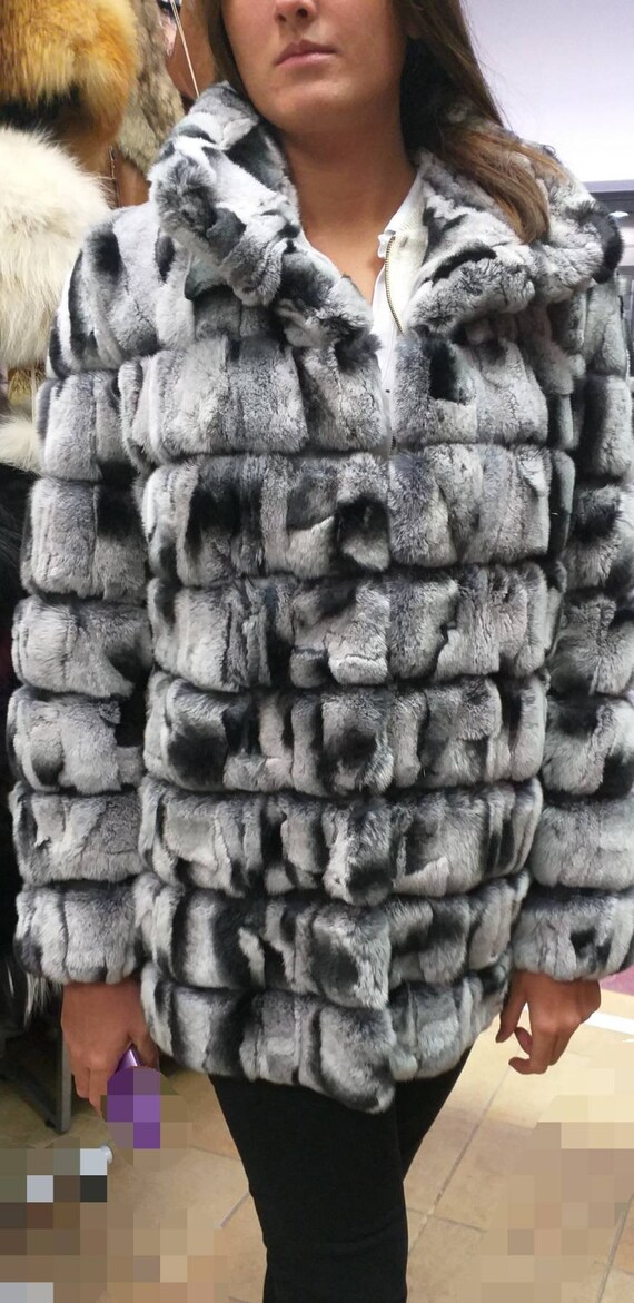 REX FUR in Chinchilla Color Jacketbrand New Real Natural Genuine Fur Etsy UK