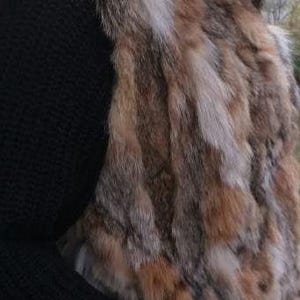 Rabbit in Animal Print Fur Vest!Brand New Real Natural Genuine Fur