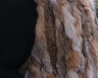 Rabbit in Animal Print Fur Vest!Brand New Real Natural Genuine Fur