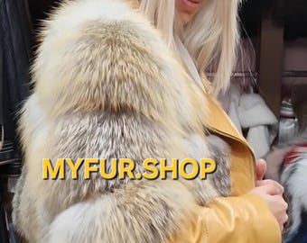 Fox Fur and Leather Perfecto Jacket!Brand New Real Natural Genuine Fur