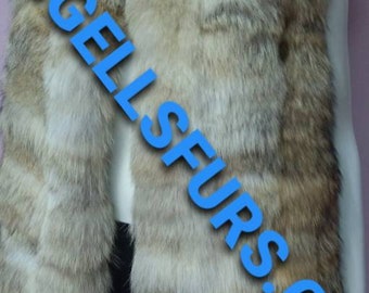 MEN'S HOODED COYOTE Vest!Brand New Real Natural Genuine Fur!