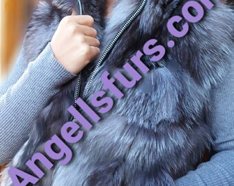 SILVER FOX ショートスタイル ファーベスト！新品 本物の天然本毛皮