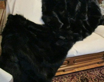 FUR For HOME!Brand New, Real,Natural Black Fox Fur Throw Blanket!