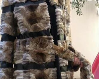 SHEARED COYOTE FUR Coat!Brand New Real Natural Genuine Fur!