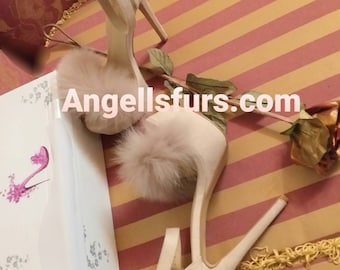 New Real NUDE Color Fox Fur HIGH HEELS!Order Any color!