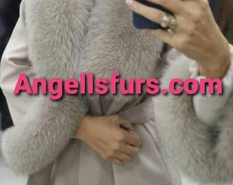 Alpaca Wool Coat with Full FOXES!Brand New Real Natural Genuine Fur