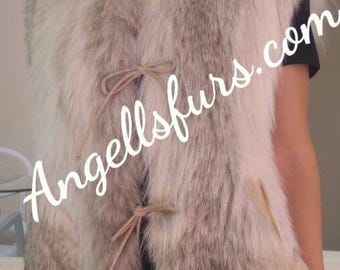 Coyote Fluffy Fur Vest!Brand New Real Natural Genuine Fur