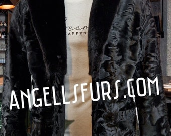 MEN'S SWAKARA ASTRAKHAN Suit style Fur Jacket with Mink collar!Brand New Real Natural Genuine Fur!