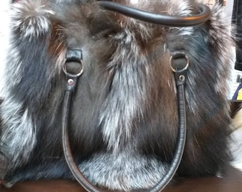 SILVER FOX BAG!Brand New Real Natural Genuine Fur!