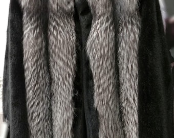 MEN'S SILVER Fox Fur with Fullpelts Mink Sleeves!Brand New Real Natural Genuine Fur!
