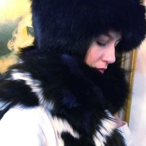 BLUE BLACK color Fox Fur HAT!Brand New Real Natural Genuine Fur