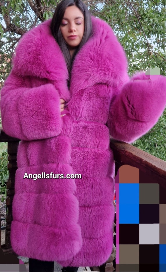 FUCHSIA FOX FULLPELTS Coat!brand New Real Natural Genuine Fur - Etsy