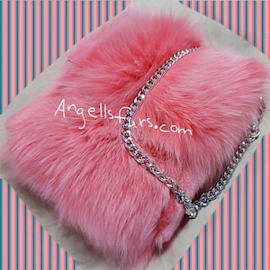 PINK FOX Fur Bag!Order Any color!Brand New Real Natural Genuine Fur!