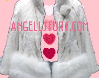 GIRL'S Natural New Real Mink and Fox Fur coat!