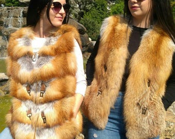 RED FOX VESTS!Brand New Real Natural Genuine Fur!