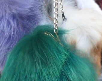 THREE FOX Fur Wallet Keychain in many colors!Brand New Real Natural Genuine Fur