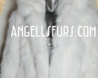 MEN'S HOODED WHITE Fox Short Jacket!Brand New Real Natural Genuine Fur!