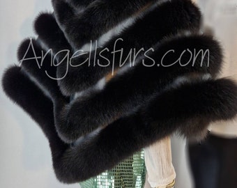 FOX FUR PONCHO!One Size Sleeveless Fullpelt Fur cape!Brand New Real Natural Genuine Fur!