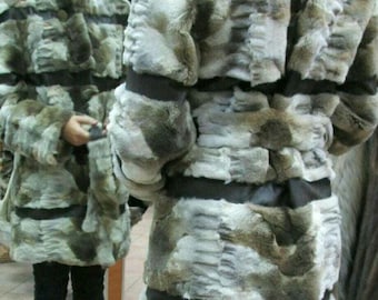 SHEARED COYOTE Fur coat with leather straps!Brand New Real Natural Genuine Fur