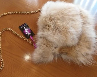 COYOTE CROSSBODY FUR Bag!Brand New Real Natural Genuine Fur!