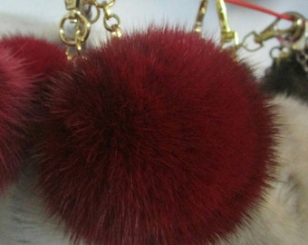 MINK POM KEYRINGS in many colors!Brand New Real Natural Genuine Fur!