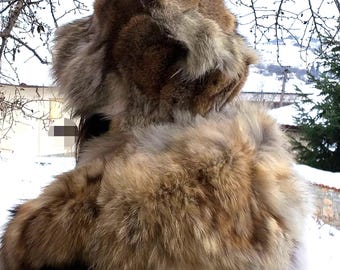 COYOTE BUCKET HAT!Brand New Real Natural Genuine Fur!