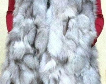 BLUE FOX HOODED Long Vest! Brand New Real Natural Genuine Fur!