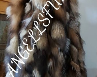 MEN'S FULL Length FOX Fur Coat!Brand New Real Natural Genuine Fur!