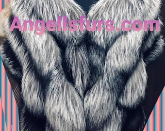 New!Natural,Real Shawl-Etol in Amazing full pelts SILVER FOX!