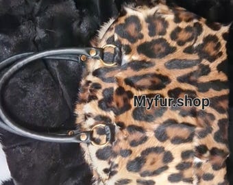 ANIMAL PRINT REAL Fur Bag!Brand New Real Natural Genuine Fur!