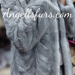 MINK Fur Coat in Amazing Natural Sapphire Gray color!Brand New Real Genuine Fur!